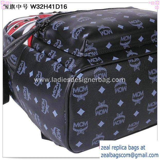 High Quality Replica Hot Sale MCM Medium Flag of UK Backpack MC5173 Black